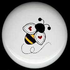 Bumblebee BEE with HEARTS on Wings  Ceramic Drawer Knobs Pulls FREE S/H
