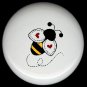 Bumblebee BEE with HEARTS on Wings  Ceramic Drawer Knobs Pulls FREE S/H