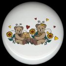 ANGEL BEARS with HONEY ~ Ceramic Knobs Pulls FREE S/H