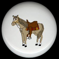 LIGHT BROWN HORSE & SADDLE Ceramic Knobs Pulls - Free Shipping
