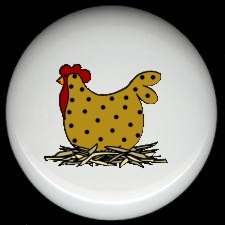 POLKA DOT CHICKEN  #1 Ceramic Drawer Knobs Pulls FREE S/H