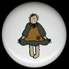 Primitive Raggedy RAG Cloth DOLL #2 Ceramic Drawer Knobs Pulls FREE S/H