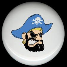 SCOWLING PIRATE with Blue Hat  * Ceramic Drawer Knobs Pulls FREE S/H