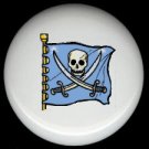 BLUE PIRATE SKULL FLAG * Ceramic Drawer Knobs Pulls FREE S/H