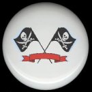 2 BLACK PIRATE FLAGS w/ Red Banner * Ceramic Drawer Knobs Pulls FREE S/H