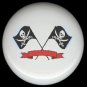 2 BLACK PIRATE FLAGS w/ Red Banner * Ceramic Drawer Knobs Pulls FREE S/H