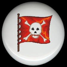 Burnt Orange PIRATE SKULL FLAG * Ceramic Drawer Knobs Pulls FREE S/H