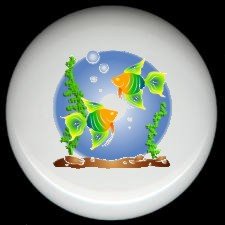 Green & Orange TROPICAL FISH Ceramic Knob KNOBS
