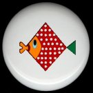 Geometic RED Polka Dot FISH Ceramic Drawer Knob KNOBS