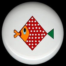 Geometic RED Polka Dot FISH Ceramic Drawer Knob KNOBS