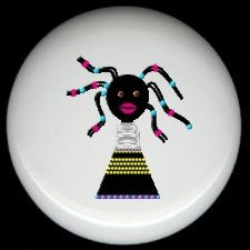 AFRICAN BEAD DOLL #3 ~ Ceramic Drawer Knobs Pulls