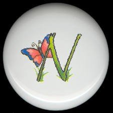 SPRING Alphabet LETTER N ~ Ceramic Drawer Knobs Pulls