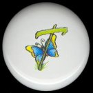 SPRING Alphabet LETTER T ~ Ceramic Drawer Knobs Pulls