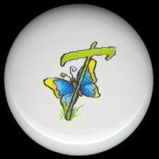 SPRING Alphabet LETTER T ~ Ceramic Drawer Knobs Pulls