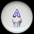 CUPCAKE CANDLE Alphabet LETTER A ~ Ceramic Drawer Knobs Pulls