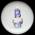 CUPCAKE CANDLE Alphabet LETTER B ~ Ceramic Drawer Knobs Pulls