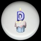 CUPCAKE CANDLE Alphabet LETTER D ~ Ceramic Drawer Knobs Pulls