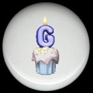 CUPCAKE CANDLE Alphabet LETTER G ~ Ceramic Drawer Knobs Pulls