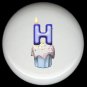 CUPCAKE CANDLE Alphabet LETTER H ~ Ceramic Drawer Knobs Pulls