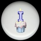 CUPCAKE CANDLE Alphabet LETTER I ~ Ceramic Drawer Knobs Pulls