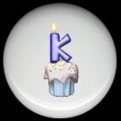 CUPCAKE CANDLE Alphabet LETTER K ~ Ceramic Drawer Knobs Pulls