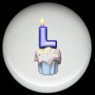 CUPCAKE CANDLE Alphabet LETTER L ~ Ceramic Drawer Knobs Pulls