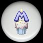 CUPCAKE CANDLE Alphabet LETTER M ~ Ceramic Drawer Knobs Pulls