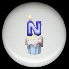 CUPCAKE CANDLE Alphabet LETTER N ~ Ceramic Drawer Knobs Pulls