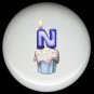 CUPCAKE CANDLE Alphabet LETTER N ~ Ceramic Drawer Knobs Pulls