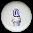 CUPCAKE CANDLE Alphabet LETTER Q ~ Ceramic Drawer Knobs Pulls