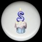 CUPCAKE CANDLE Alphabet LETTER S ~ Ceramic Drawer Knobs Pulls