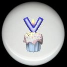 CUPCAKE CANDLE Alphabet LETTER V ~ Ceramic Drawer Knobs Pulls