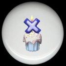 CUPCAKE CANDLE Alphabet LETTER X ~ Ceramic Drawer Knobs Pulls