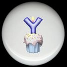 CUPCAKE CANDLE Alphabet LETTER Y ~ Ceramic Drawer Knobs Pulls