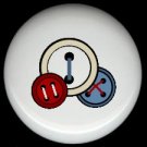 3 BUTTONS Red White Blue Sewing ~ Ceramic Drawer Knobs Pulls FREE S/H