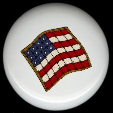 Sewing Quilting AMERICAN FLAG ~ Ceramic Drawer Knobs Pulls FREE S/H