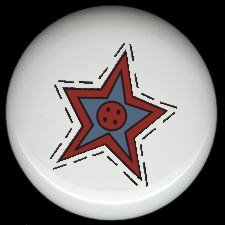 Prim Star with Button SEWING ~ Ceramic Drawer Knobs Pulls FREE S/H