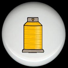 Sewing Quilting YELLOW Thread SPOOL ~ Ceramic Drawer Knobs Pulls FREE S/H