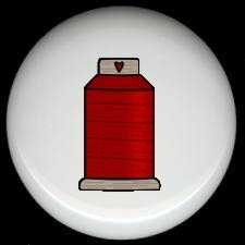 Sewing Quilting RED Thread SPOOL ~ Ceramic Drawer Knobs Pulls FREE S/H