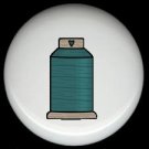 Sewing Quilting TEAL BLUE Thread SPOOL ~ Ceramic Drawer Knobs Pulls FREE S/H