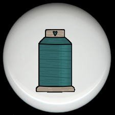 Sewing Quilting TEAL BLUE Thread SPOOL ~ Ceramic Drawer Knobs Pulls FREE S/H