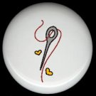 Sewing NEEDLE THREAD Hearts ~ Ceramic Drawer Knobs Pulls FREE S/H