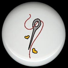 Sewing NEEDLE THREAD Hearts ~ Ceramic Drawer Knobs Pulls FREE S/H