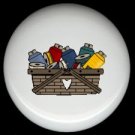 Assorted Colors THREAD SPOOLS in BASKET ~ Ceramic Drawer Knobs Pulls FREE S/H