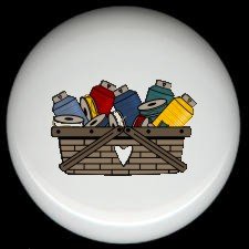Assorted Colors THREAD SPOOLS in BASKET ~ Ceramic Drawer Knobs Pulls FREE S/H