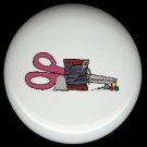 Sewing SCISSORS Thread THIMBLE ~ Ceramic Drawer Knobs Pulls FREE S/H