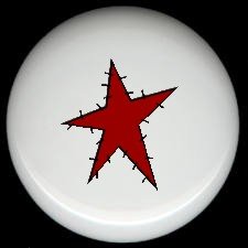 RED STITCHED Prim STAR ~ Ceramic Drawer Knobs Pulls FREE S/H