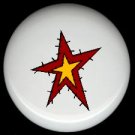 RED STITCHED Prim STAR with Yellow Star ~ Ceramic Drawer Knobs Pulls FREE S/H