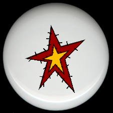 RED STITCHED Prim STAR with Yellow Star ~ Ceramic Drawer Knobs Pulls FREE S/H