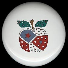 Sewing APPLE with QUILT PIECES ~ Ceramic Drawer Knobs Pulls FREE S/H